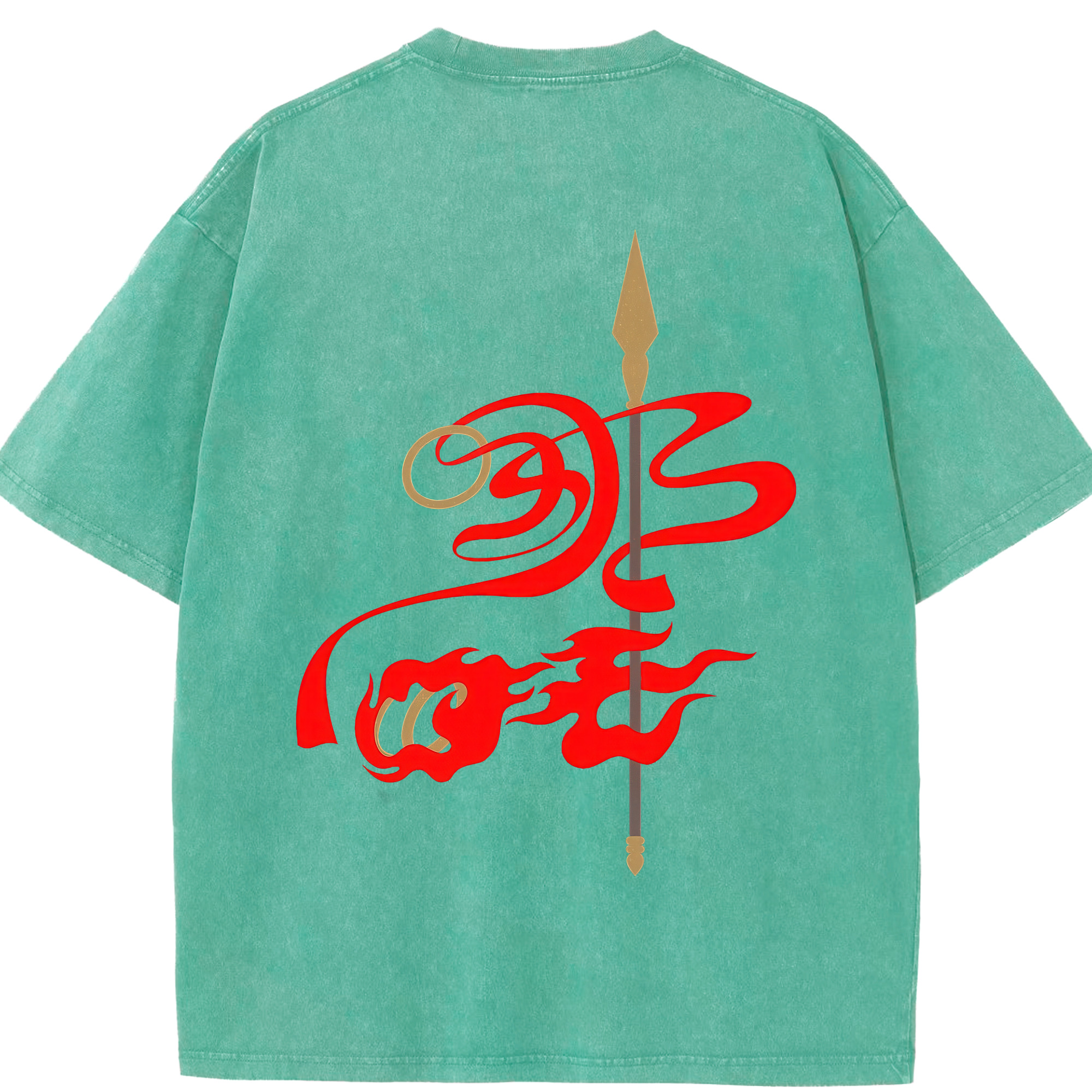 （画像用） Ne Zha 2 ナタ 魔童の大暴れ 綿100% ヴィンテージ風 半袖Tシャツ（背面プリント）